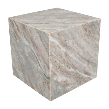 Felix 15" Contemporary Natural Marble Handmade Cube End Table - JONATHAN Y